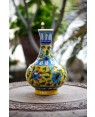Handmade Blue Pottery designer flower vessel pot for dining room or office  floral print MultiColour