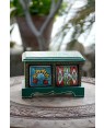 Handmade Blue Pottery Designer Crafted mini drawer with two boxes  floral print MultiColour