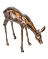 Rustic Iron Hammered Resting  Deer Figurine, Rust Rought Iron  6 x 12.5 x 13.75 Inches