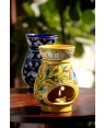 Handmade Blue Pottery Oil Diffuser/Oil  Burner Yellow Colour  6 inches