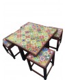 Pottery Tile Dining Table with Four Chairs.