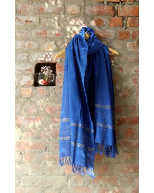 Indigenous Tangaliya craft silk stoles  designed by amounee crafted by bhuj  women's artisans through tangaliya art  on natural silk.