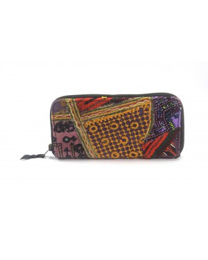 La Dau Panja Classics Women's Designer Kantha embroidery Clutch - Natural Color weave Rugs & Genuine Leather Hobo Style Purse Handbag For modern girls, Designed In Paris, Crafted by Artisans