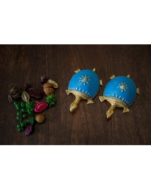 Dhokra Tortoise Table Top Set- Sky Blue