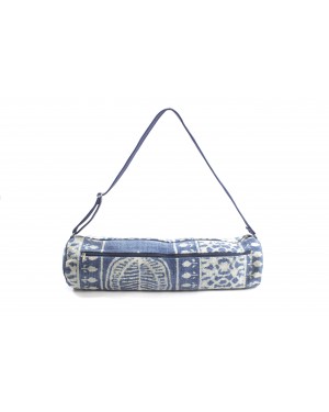 Natural color block print Yoga Bags for everyone, Classics Designer Dhurrie yoga bags - Natural Color weave Rugs & Genuine hardcore strap Style Purse Handbag For yoga lover, Designed In Paris, Crafted by Artisans