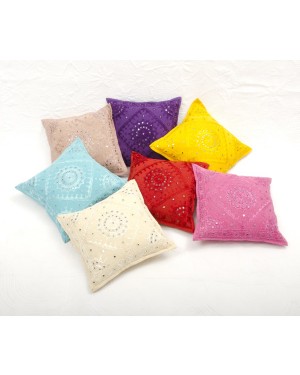 Designer handcrafted "la badam" Decor  Cushion Covers Set of 7 Cushions Cover Vintage  Style Handmade Kantha Designed in Paris, Crafted India. Kutch Work