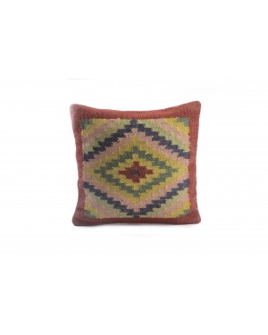 Handscart Handwoven Throw Jute Pillow Cases Jute Cushion Cover Handwoven Kilim Pillow Covers Vintage Kilim Rug Cushions Covers 18''x18'' Hand Washable with Cold Water Sofa Back Cushion Cover