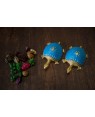 Dhokra Tortoise Table Top Set- Sky Blue