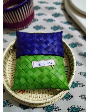 Handscart Handmade Abstract Design Cane Boxes Basket with multicolor cane made by spcial stiching process with banana leaf ecofriendly and organic