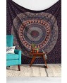 Jaipur Handloom Brown & White Peacock Mandala Tapestries Hippie Tapestry Hippy Indian Dorm Decor Psychedelic Tapestry Wall Hanging Bohemian Bedspread Bedding Bed Cover Beach Blanket picnic Sheet