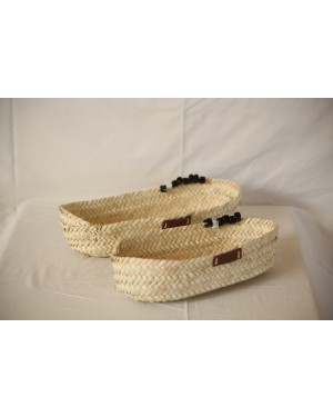 Sosal Crochet designer handcrafted beads baskets with ecofriendly beads mat (set of 2)