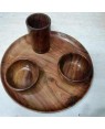 Ecofriendly Bamboo Classic Wooden handcrafted Travelling set of Plate, Glass and two bowl, with Bamboo and  crafted by natural woods.