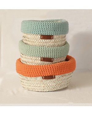 Sosal Crochet designer handcrafted beads baskets with ecofriendly beads baskets (Pack of 3, Different Sizez)