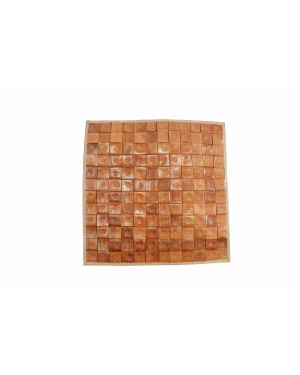 Handscart Specially stiching leather Handmade Abstract Design Cushion in Pure ecofriendly leather one Piece (Blocky_Leather)
