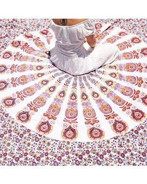 Natural Fabric and bio Dyes Round Beach Tapestry hippie/Boho Mandala Beach Towel Blanket Indian Cotton Bohemian Round Table cloth Mandala Decor/Yoga Mat Meditation Picnic Rugs