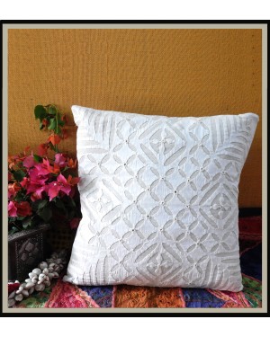 Amounee Design Single Decorative  Cushion Cover 16x16 Abstract Applique  Work Pillow Covers Attractive Cotton Throw Pillow