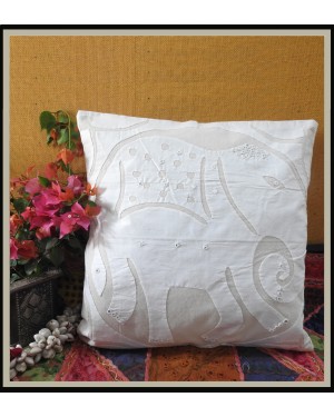 Amounee Design Single Decorative  Cushion Cover 16x16 Abstract Applique  Work Pillow Covers Attractive Cotton Throw Pillow