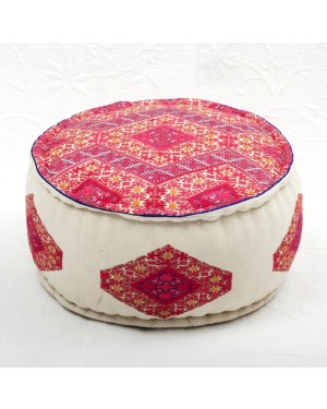 Badmeri Vintage Ottoman Indian Kantha  embroidery Work New Style Footstool  Pouf ottoman with Designer hand work.