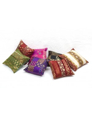 Designer handcrafted "la badam" Decor  Cushion Covers Set of 5 Cushions Cover Vintage  Style Handmade Kantha Designed in Paris, Crafted India. Malayalm work
