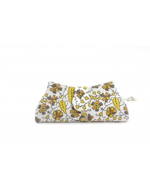 Flower Printed Women's Clutches bags - Natural Color Block Print & Genuine Hard Cover Hobo Style Clutch For modern girls, Designed In Paris, Crafted by Artisans