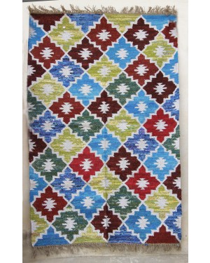 Designer Handweave Punja dhurrie with Kilim fabric specially design and crafted by Artisans Natural and Ecofriendly