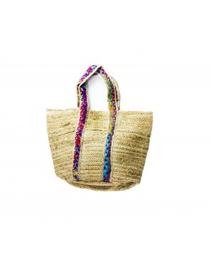 Handscart Handcrafted Boho Design Women's Tote Bags withEcofriendly jute for all purpose.(Malaika Mix Tote_Jute )