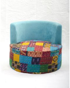 Vintage Kantha Patchwork Upholstered  Sofa Chair in Melody Patchwork Multi Arm  Chair Vintage Kantha Sofa Patchwork Chair