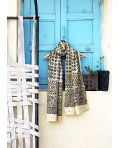 Ancient Ajrakh art craft cotton stoles  designed by amounee crafted by Ajrakh  women's artisans through ajrakh art  on natural cotton, Ajrakh print is 100% natural and eco friendly