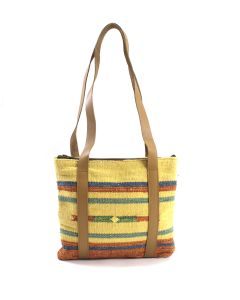 Panja Classics Women's Designer Dhurrie Shoulder Bag - Natural Color weave Rugs & Genuine Leather Hobo Style Purse Handbag For modern girls, Designed In Paris, Crafted by Artisan