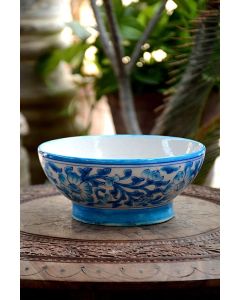 Handmade Blue Pottery designer plates for snacks and bowl floral print MultiColour