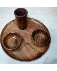 Ecofriendly Bamboo Classic Wooden handcrafted Travelling set of Plate, Glass and two bowl, with Bamboo and  crafted by natural woods.