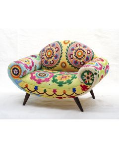 Vintage Kantha Patchwork Upholstered  Sofa Chair in Melody Patchwork Multi Arm  Chair Vintage Kantha Sofa Patchwork Chair