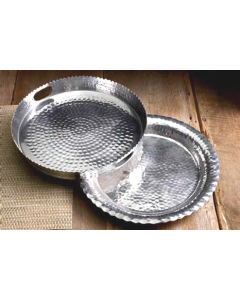 Handscart Vintage house brass aluminium  decorative bowls vintage silver hammered  brass pedestrial centrepiece bowl. Set of 2