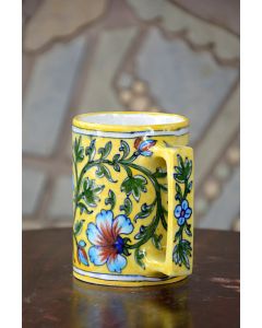 Handmade Blue Pottery specially design Coffe/Tea mug full size . floral print MultiColour