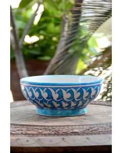 Handmade Blue Pottery designer plates for snacks and bowl floral print MultiColour