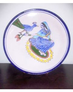 Handmade Blue Pottery Designer specially for kitechn accessories Pot for tea or suger with Lid  floral print MultiColour