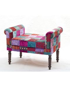 Vintage Kantha Patchwork Upholstered  Sofa Chair in Melody Patchwork Multi Arm  Chair Vintage Kantha Sofa Patchwork Chair