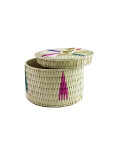 Handscart Handmade Abstract Design Cane Boxes Basket with multicolor cane made by spcial stiching process with banana leaf ecofriendly and organic