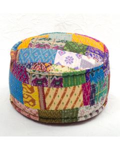 Badmeri Vintage Ottoman Indian Kantha  embroidery Work New Style Footstool  Pouf ottoman with Designer hand work.