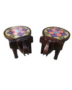 Elephant designed center table set of two