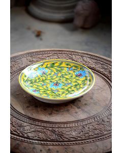 Handmade Blue Pottery designer plates for snacks and bowl for any occasion floral print MultiColour