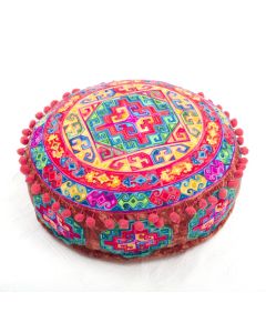 Badmeri Vintage Ottoman Indian Kantha  embroidery Work New Style Footstool  Pouf ottoman with Designer hand work.