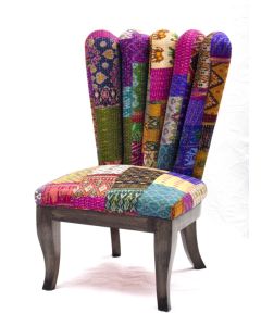 Vintage Kantha Patchwork Upholstered  Sofa Chair in Melody Patchwork Multi Arm  Chair Vintage Kantha Sofa Patchwork Chair