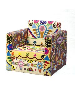 Vintage Kantha Patchwork Upholstered  Sofa Chair in Melody Patchwork Multi Arm  Chair Vintage Kantha Sofa Patchwork Chair