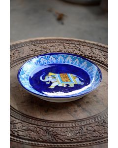 Handmade Blue Pottery designer plates for snacks and bowl for any occasion floral print MultiColour