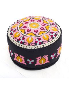 Badmeri Vintage Ottoman Indian Kantha  embroidery Work New Style Footstool  Pouf ottoman with Designer hand work.