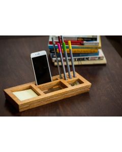 Mango Wood Table Organizer With Post-It Sticky Note