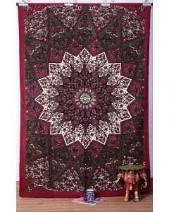 Jaipur Handloom Brown & White Peacock Mandala Tapestries Hippie Tapestry Hippy Indian Dorm Decor Psychedelic Tapestry Wall Hanging Bohemian Bedspread Bedding Bed Cover Beach Blanket picnic Sheet