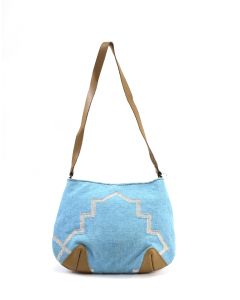 Panja Classics Women's Designer Dhurrie Hand Clutch - Natural Color weave Rugs & Genuine Leather Hobo Style Purse Handbag For modern girls, Designed In Paris, Crafted by Artisans