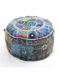 Badmeri Vintage Ottoman Indian Kantha  embroidery Work New Style Footstool  Pouf ottoman with Designer hand work.